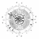 gothic clock with exposed gears and filigree tattoo design idea