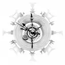 gothic clock with exposed gears and filigree tattoo design idea