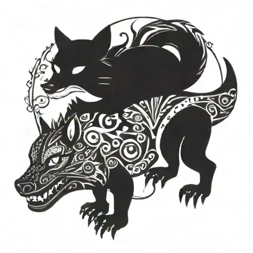 Totem pole inspired design Wolf Frog cuervo tattoo design idea
