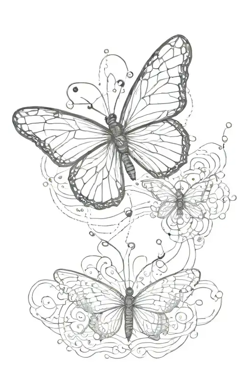 butterfly ekg flat tattoo design idea