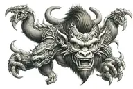 monkey king with two dragons tattoo design idea