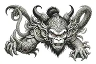 monkey king with two dragons tattoo design idea