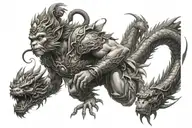 monkey king with two dragons tattoo design idea