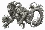 monkey king with two dragons tattoo design idea
