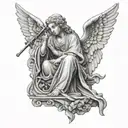 guardian Angel  statue  tattoo design idea