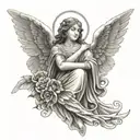 guardian Angel  statue  tattoo design idea
