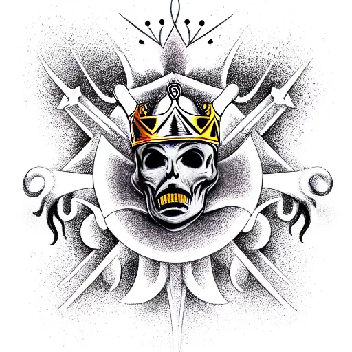 Sacred Heart, 8 ball, kings crown, ace of spades, skulls  tattoo design idea