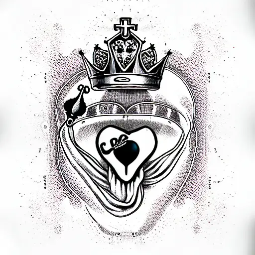 Sacred Heart, 8 ball, kings crown, ace of spades, skulls  tattoo design idea
