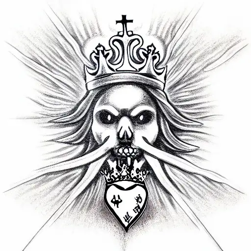 Sacred Heart, 8 ball, kings crown, ace of spades, skulls  tattoo design idea