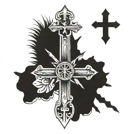 cross of peace life ups tattoo design idea