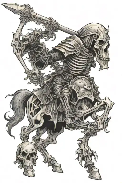 Necromancer with a skeletal knight tattoo design idea