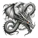 a dragon circling up my arm to the shoulder and up to my traps and on towards the collarbone tattoo design idea