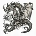 a dragon circling up my arm to the shoulder and up to my traps and on towards the collarbone tattoo design idea