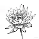 boquet of larkspur, water lily, chrysanthemum, daisy and poppy tattoo design idea