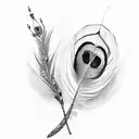 peacock feather with flute tattoo design idea