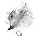 peacock feather with flute tattoo design idea
