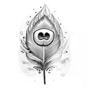 peacock feather with flute tattoo design idea