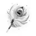 peacock feather and flute tattoo design idea