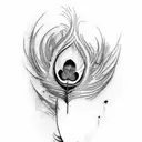 peacock feather and flute tattoo design idea