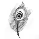 peacock feather and flute tattoo design idea