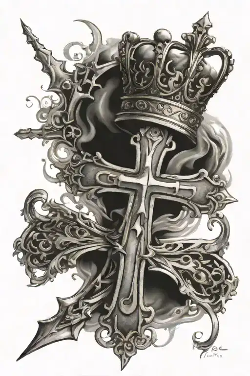 cross with crown with the verse John 13:7 verse tattoo tattoo design idea