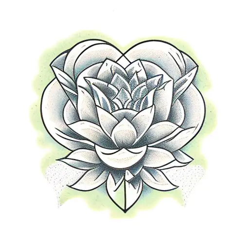 daisies, lotuses, roses and leaves sprouting from a heart tattoo design idea