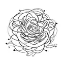 curved vertical LINE made of daisies, lotuses, Roses and leaves tattoo design idea