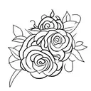 curved vertical path made of daisies, lotuses, Roses and leaves tattoo design idea