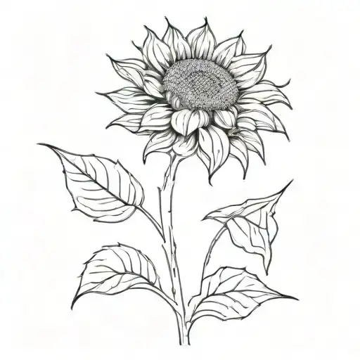 Single sunflower no leaves tattoo design idea