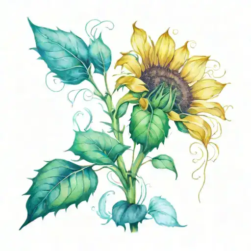 Ukraine outline and sunflower intertwined tattoo design idea