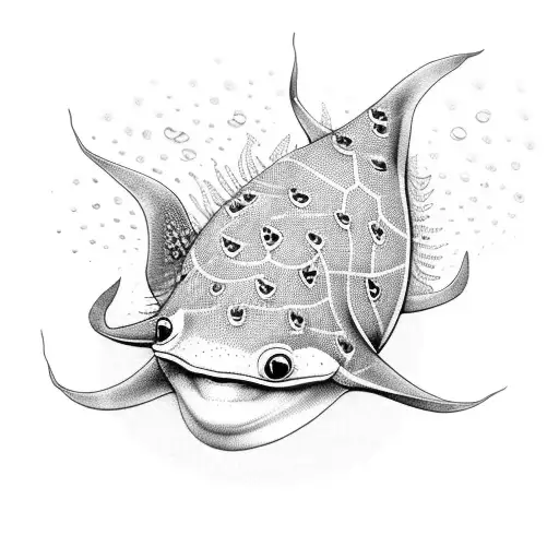 stingray fish wearing "jean shorts" tattoo design idea