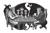 good vs evil playing chess king tattoo design idea