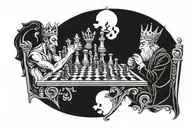 good vs evil playing chess king tattoo design idea