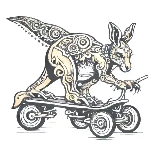 kangaroo on rollerskates tattoo design idea