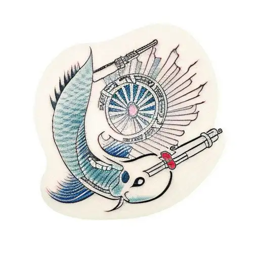 A traditional Japanese or Korean inspired tattoo of a quill pen tattoo design idea