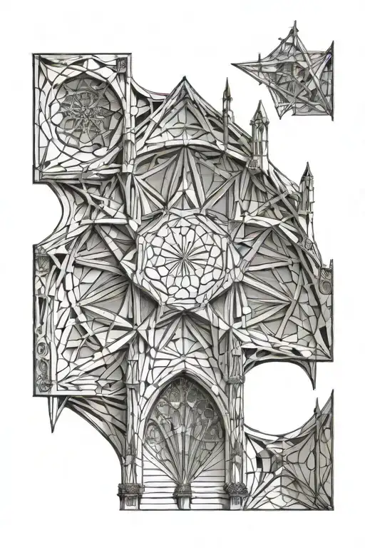 church roof gothic cathedral tattoo design idea