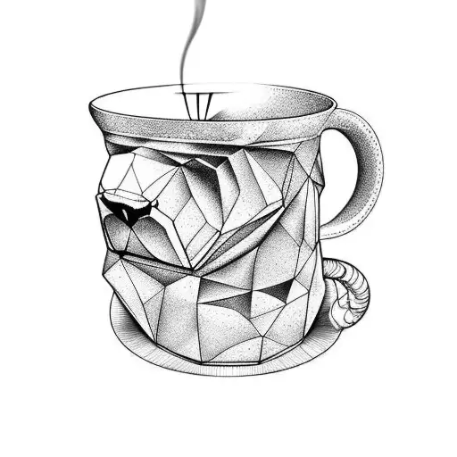 Coffee mug with steam forming the shape of a dog tattoo design idea