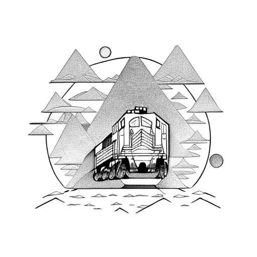 train with river underneath tattoo design idea