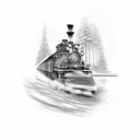 train with river underneath tattoo design idea