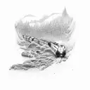 train with river underneath tattoo design idea