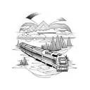 train with river underneath tattoo design idea