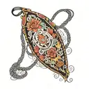 fancy bag tattoo design idea