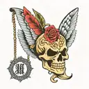 fancy bag tattoo design idea