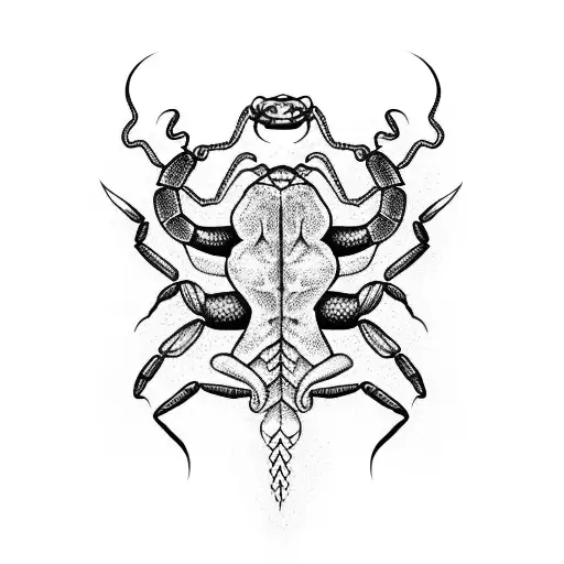 five scorpions fighting a big snake tattoo design idea
