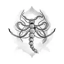 five scorpions fighting a big snake tattoo design idea