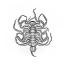 five scorpions fighting a big snake tattoo design idea