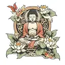 Buddha, lotus, yin Yan koi fish tattoo design idea