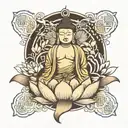 Buddha, lotus, yin Yan koi fish tattoo design idea