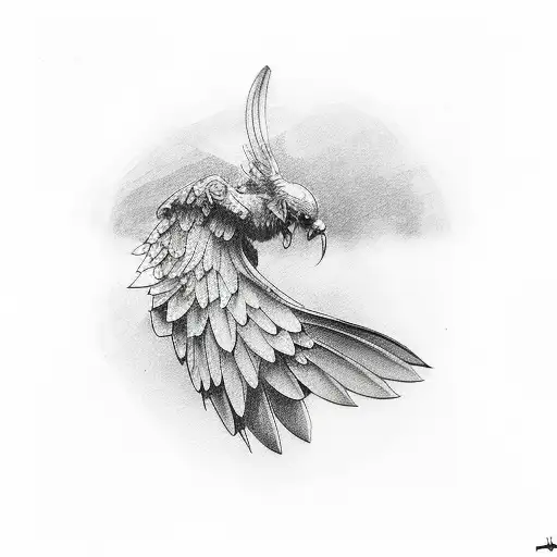 Wing on bicep tattoo design idea