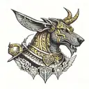 anubis libra scales adorned in armor tattoo design idea